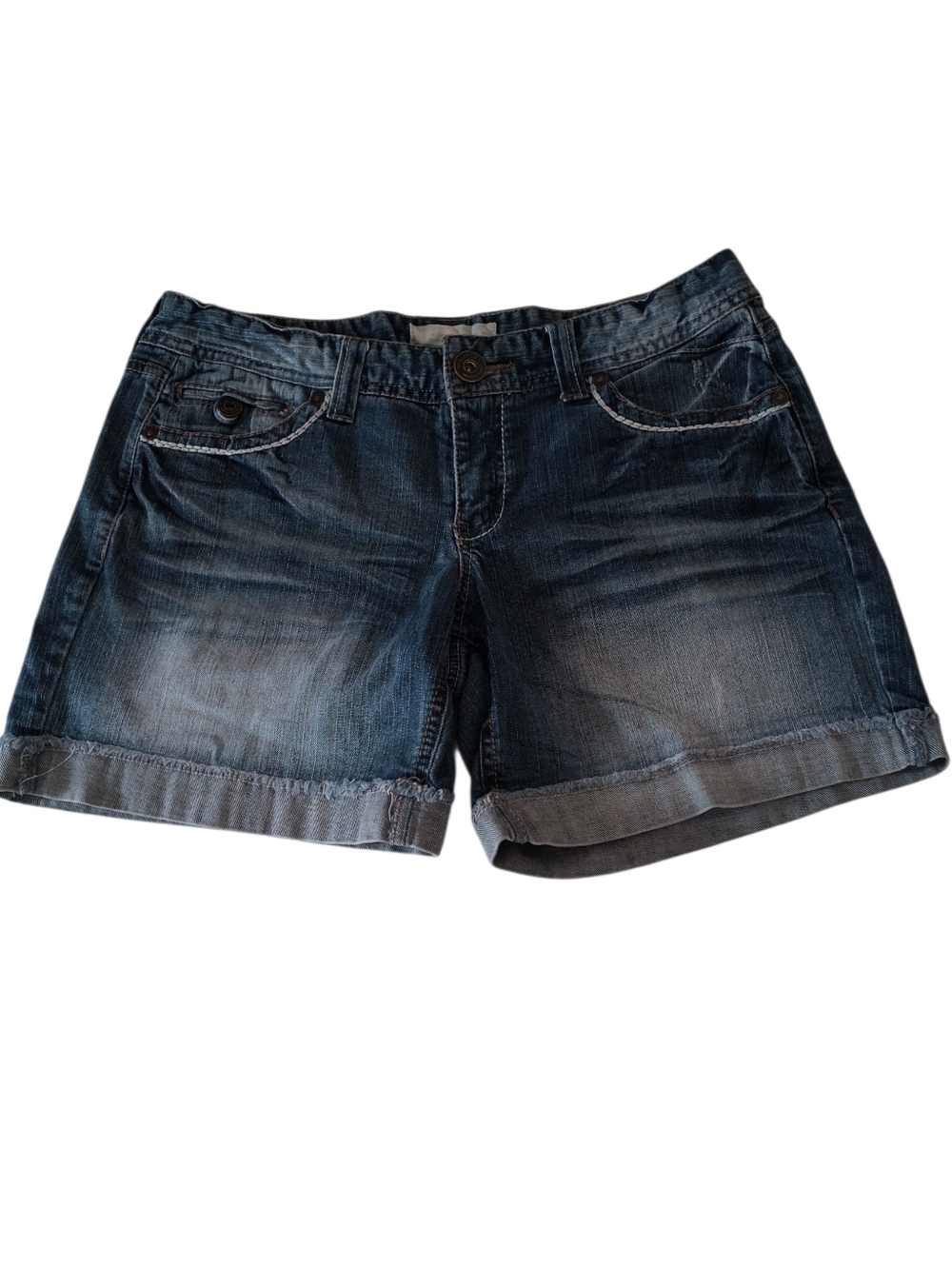 Maurices Rolled-Hem Denim Midi Shorts Size 9/10